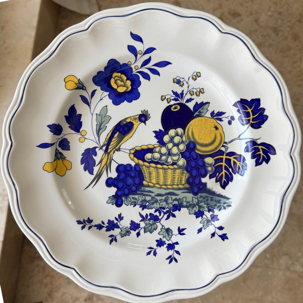 Spode Blue Bird Dinner Plate 10.5" Made in England Scalloped Set Of 3